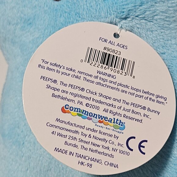 Peeps Marshmallow Easter Bunny 9 Inch Blue Rabbit Plush Stuffed Animal Toy - Picture 6 of 9